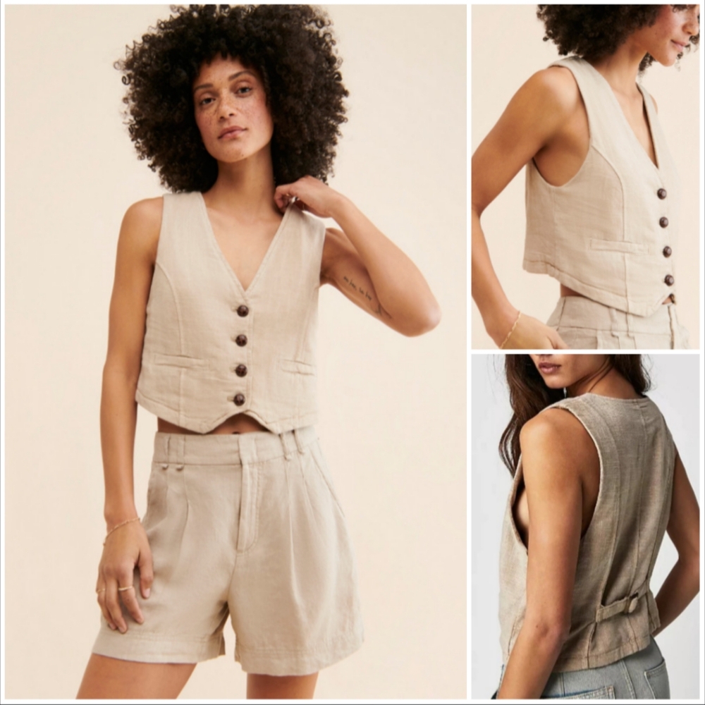 Free People Charlie Linen Vest